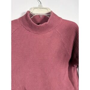 The North Face Womens Waffle Knit Mock Neck Pullover Mauve Pink Raglan Top M
